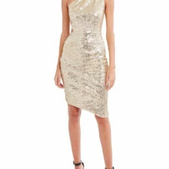 Discount โ๏ธ BCBGMAXAZRIA ๐ฉ Womens Sequined One-Shoulder Cocktail and Party ๐ Dress ๐ฅ