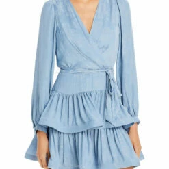 Flash Sale ⌛ BCBGMAXAZRIA Rowan 👩 Womens Floral Faux Wrap Mini 👗 Dress 👍