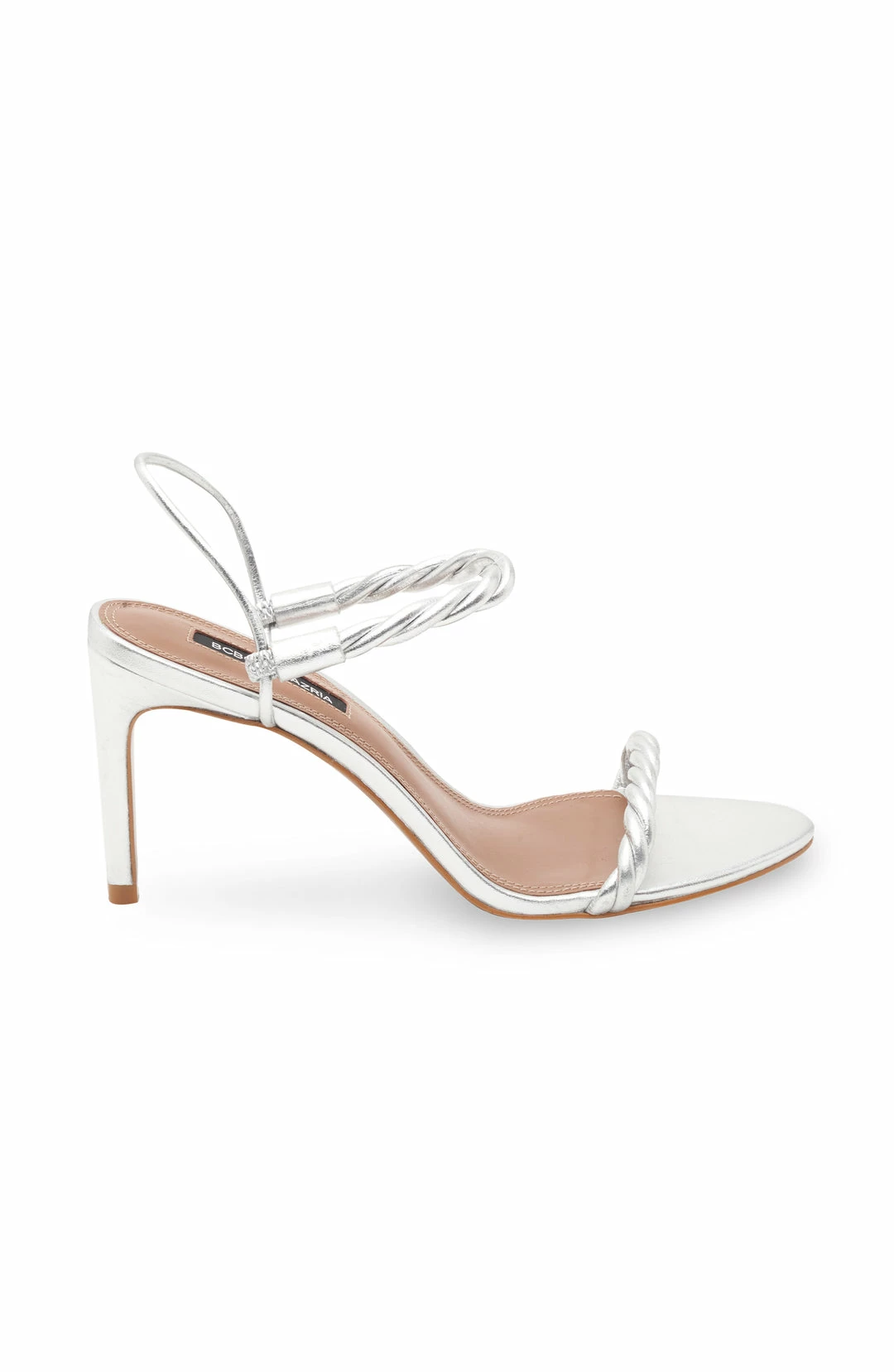 Discount 👍 BCBGMaxazria TAYLOR SILVER LEATHER TWIST-STRAP 🩴 SANDAL HEEL for 👩 women 🥰 4 Discount 👍 BCBGMaxazria TAYLOR SILVER LEATHER TWIST-STRAP 🩴 SANDAL HEEL for 👩 women 🥰 - Image 2