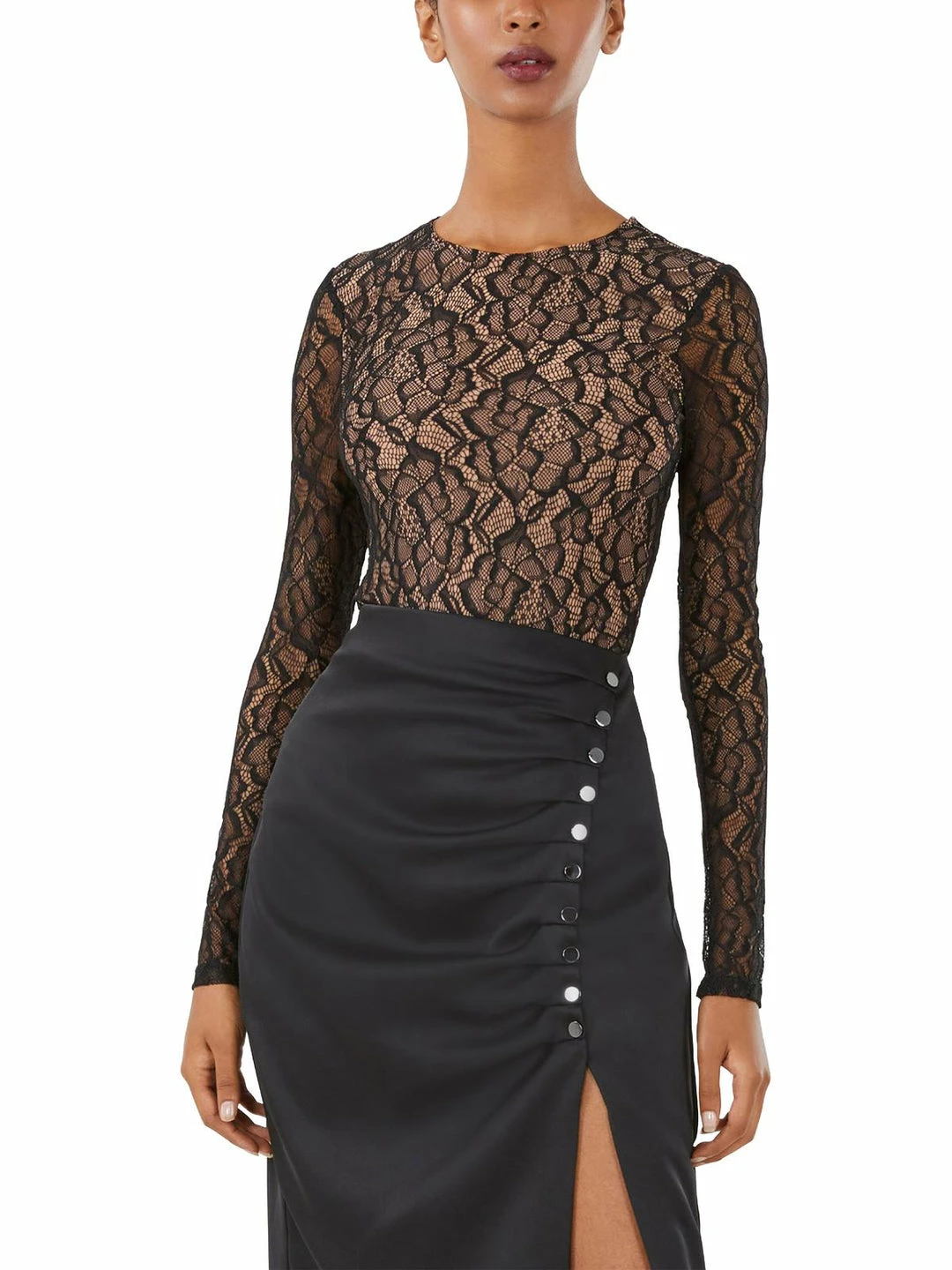 Best Sale ๐งจ BCBGMAXAZRIA ๐ฉ Womens Lace Overlay Top Bodysuit ๐ 3 Best Sale ๐งจ BCBGMAXAZRIA ๐ฉ Womens Lace Overlay Top Bodysuit ๐