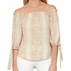 Outlet 🎁 BCBGMAXAZRIA 👩 Womens Snake Print Ruffle Blouse ✔️