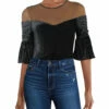 Buy 😀 BCBGMAXAZRIA 👩 Womens Velvet Sheer Top Bodysuit 🎉