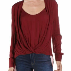 Wholesale 🎉 BCBGMAXAZRIA 👩 Womens Woven Scoop Neck Wrap Top 😉