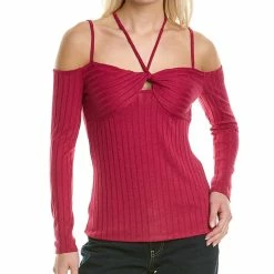 Best Sale 🌟 BCBGMAXAZRIA Cold-Shoulder Knit Top for 👩 women 😉