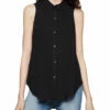 Budget 🔔 BCBGMAXAZRIA 👩 Womens Hi-Low Drawstring Yoke Button-Down Top 🧨