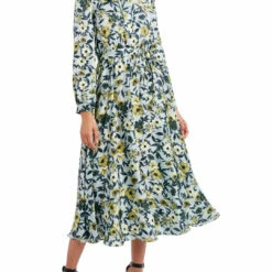 Discount 💯 BCBGMAXAZRIA 👩 Womens Floral Mock Neck Midi 👗 Dress 😉
