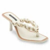 Cheapest 🎁 BCBGMaxazria MISTIA OPTIC WHITE LEATHER BRAIDED CHAIN 🩴 SANDAL HEEL for 👩 women 🥰