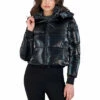 Brand new 🎁 BCBGMAXAZRIA Cropped Liquid Puffer 👩 Womens Metallic Cropped Puffer 🧥 Coat 💯