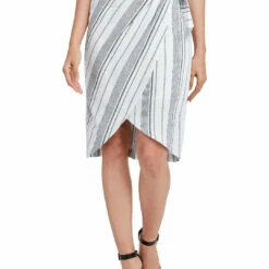 Wholesale 🌟 BCBGMAXAZRIA 👩 Womens Linen Blend Striped Midi 👗 Skirt ⭐