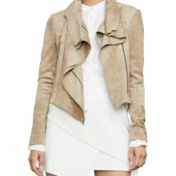 Promo ❤️ BCBGMAXAZRIA Ana 👩 Womens Faux Suede Raw Edge Jacket 🎁