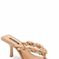 Cheapest ⭐ BCBGMaxazria MISTIA PALOMINO LEATHER BRAIDED CHAIN 🩴 SANDAL HEEL for 👩 women ✨