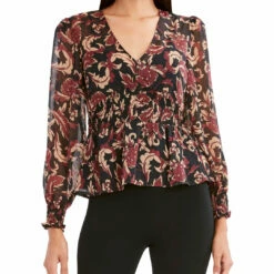 Wholesale 🤩 BCBGMAXAZRIA 👩 Womens Metallic V-Neck Blouse ✨