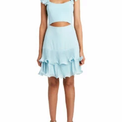 Outlet ⌛ BCBGMAXAZRIA 👩 Womens Chiffon Cut Out Mini 👗 Dress 😍