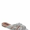 Flash Sale 🥰 BCBGMaxazria TARTINA SILVER LEATHER STRAPPY FLAT 🩴 SANDAL for 👩 women ⭐