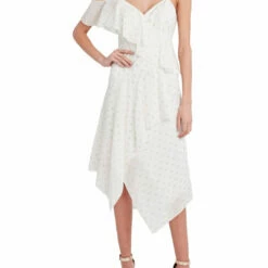 Outlet 🥰 BCBGMAXAZRIA 👩 Womens Metallic Calf Midi 👗 Dress ✨