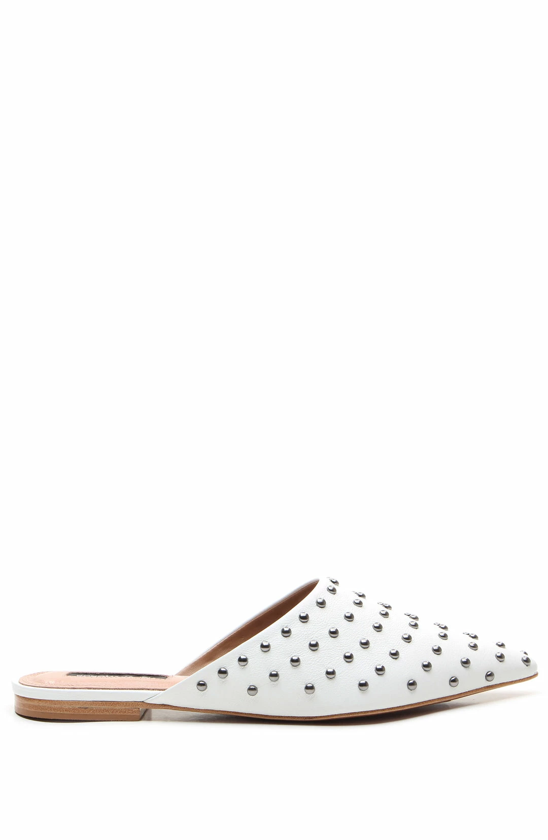 Best Sale 😉 BCBGMaxazria PALINO OPTIC WHITE LEATHER STUDDED FLAT MULE for 👩 women 😀 4 Best Sale 😉 BCBGMaxazria PALINO OPTIC WHITE LEATHER STUDDED FLAT MULE for 👩 women 😀 - Image 2