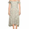 Buy ✔️ BCBGMAXAZRIA 👩 Womens Linen Floral Midi 👗 Dress ❤️