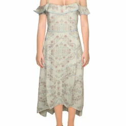 Buy ✔️ BCBGMAXAZRIA 👩 Womens Linen Floral Midi 👗 Dress ❤️