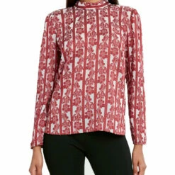 Promo ⌛ BCBGMAXAZRIA 👩 Womens Striped Split Hem Blouse 😀