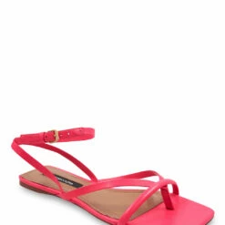Best Sale 🌟 BCBGMaxazria MESTICO CALYPSO CORAL LEATHER STRAPPY FLAT 🩴 SANDAL for 👩 women 🔥