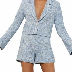 New 😍 BCBGMAXAZRIA 👩 Womens Knit Cropped One-Button Blazer ✔️