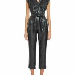 Best reviews of 😉 BCBGMAXAZRIA 👩 Womens Faux Leather Surplice Jumpsuit 🌟