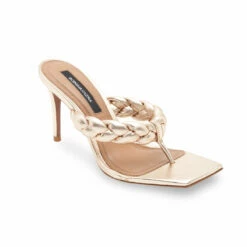 Buy 🎁 BCBGMaxazria BELLA PLATINO LEATHER BRAIDED 🩴 SANDAL HEEL for 👩 women 👏