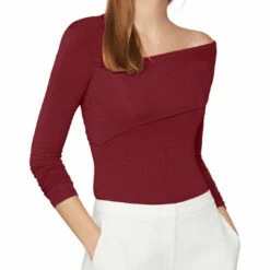 Top 10 👏 BCBGMAXAZRIA 👩 Womens Asymmetric Knit Bodysuit 🎁