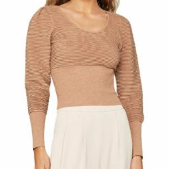 Best Pirce 🛒 BCBGMAXAZRIA 👩 Womens Ribbed Cropped Pullover Sweater 😀