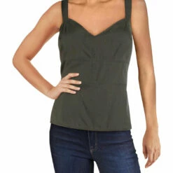 New 👏 BCBGMAXAZRIA 👩 Womens V Neck Sleeveless Blouse ⭐