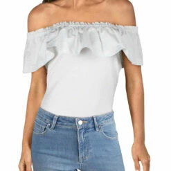 Budget 👏 BCBGMAXAZRIA 👩 Womens Off-The-Shoulder Ruffled Bodysuit 😀
