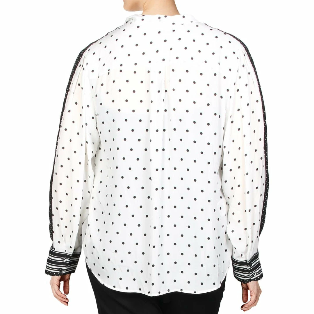 Best Sale 🔥 BCBGMAXAZRIA 👩 Womens Polka Dot Tie Neck Button-Down Top 👏 4 Best Sale 🔥 BCBGMAXAZRIA 👩 Womens Polka Dot Tie Neck Button-Down Top 👏 - Image 2