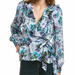 Buy 🛒 BCBGMAXAZRIA Ruffle Floral Blouse for 👩 women ✨