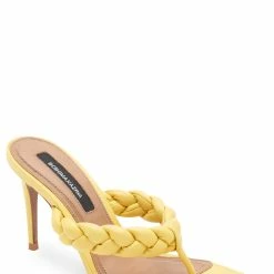 Buy 🔥 BCBGMaxazria BELLA TUSCANY YELLOW LEATHER BRAIDED 🩴 SANDAL HEEL for 👩 women ⌛