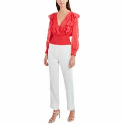 Budget ❤️ BCBGMAXAZRIA 👩 Womens Ruffled V-Neck Blouse 👍 -Bcbgmaxazria Sales Store c0828341255a403fae5fe18700dd177c d4d93d80 2122 4964 8700 52f6b575cb13 1080x