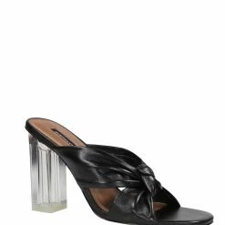Budget 💯 BCBGMaxazria NADEEN BLACK LEATHER BLOCK 🩴 SANDAL HEEL for 👩 women 🔥