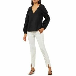 Buy 😍 BCBGMAXAZRIA 👩 Womens Linen Blend V-Neck Blouse 🔥 -Bcbgmaxazria Sales Store d28668a4bbb94fa1adb1a10683ce493e d938dd80 9873 4384 aa11 3237a7e9c398 1080x