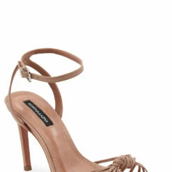 Budget 🥰 BCBGMaxazria DELIA PALOMINO KNOTTED LEATHER 🩴 SANDAL HEEL for 👩 women ✔️