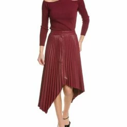 Outlet 😀 BCBGMAXAZRIA Pleated Midi 👗 Skirt for 👩 women 🔥
