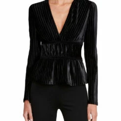 Budget ✔️ BCBGMAXAZRIA 👩 Womens Ribbed Faux Suede Blouse ✔️