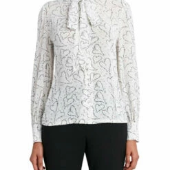 Coupon 🧨 BCBGMAXAZRIA 👩 Womens Woven Heart Print Blouse 😀