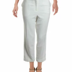 Hot Sale ✨ BCBGMAXAZRIA Warren 👩 Womens Woven Cropped Straight Leg Pants 🔔