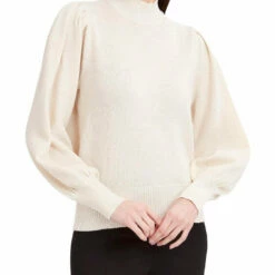 Outlet 👏 BCBGMAXAZRIA 👩 Womens Metallic Pullover Mock Turtleneck Sweater 🌟