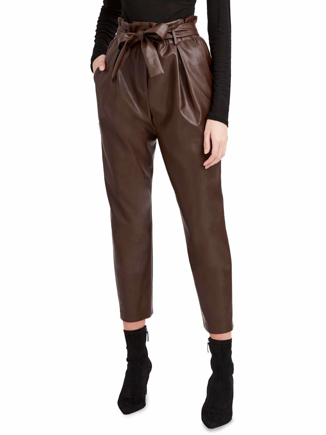 Outlet ๐ BCBGMAXAZRIA ๐ฉ Womens Faux Leather Embossed Paperbag Pants โญ 3 Outlet ๐ BCBGMAXAZRIA ๐ฉ Womens Faux Leather Embossed Paperbag Pants โญ