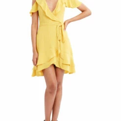 Discount ๐ BCBGMAXAZRIA ๐ฉ Womens Tiered Faux Wrap Mini ๐ Dress ๐