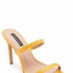 New 🎉 BCBGMaxazria DUPONI TUSCANY YELLOW LEATHER 🩴 SANDAL HEEL for 👩 women 👍