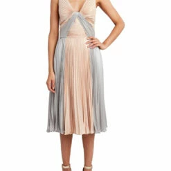 Cheap ๐ฅฐ BCBGMAXAZRIA ๐ฉ Womens Metallic Knee Fit & Flare ๐ Dress โ๏ธ